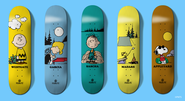 エレメント スケートボードとの注目コラボアイテムが登場 Element Skateboards Peanuts Collection News Snoopy Co Jp 日本のスヌーピー公式サイト